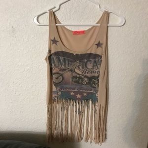 Cute Fringe Trim Crop Top